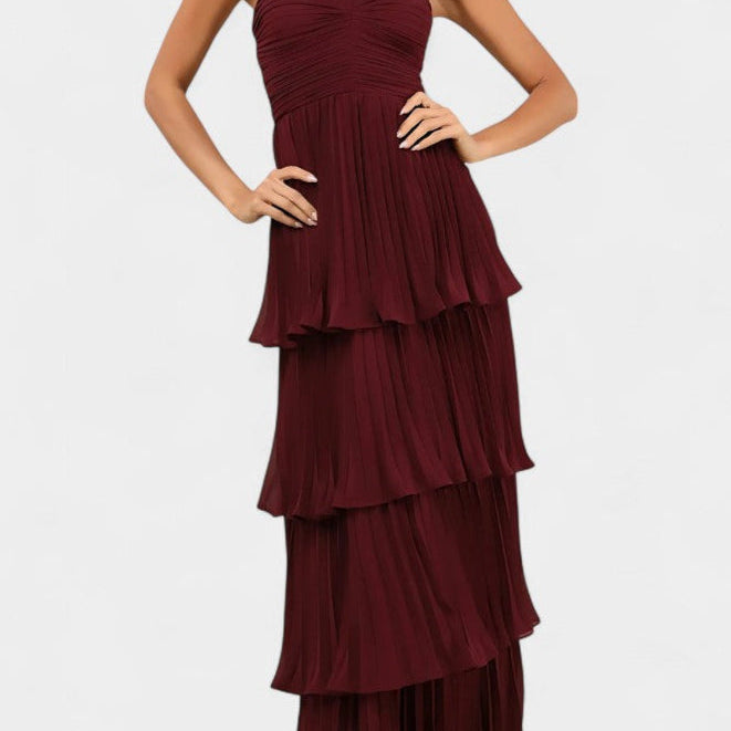 Robe à Volants June avec Décolleté en Cœur et Silhouette en Couches