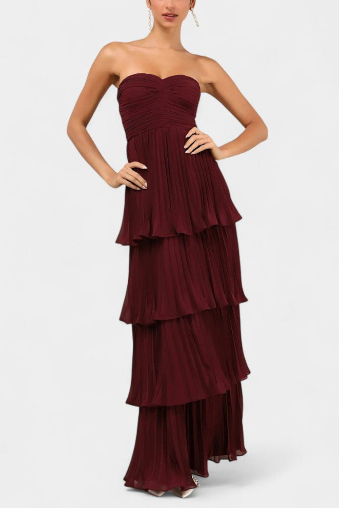 Robe à Volants June avec Décolleté en Cœur et Silhouette en Couches