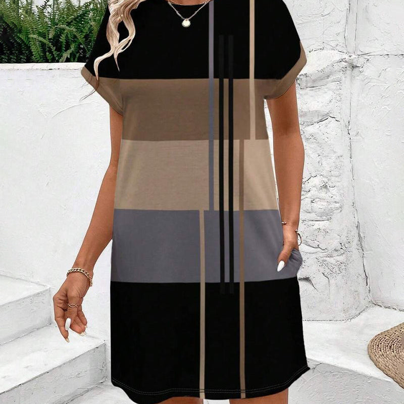 Robe Col Rond Mode Décontracté Imprimé