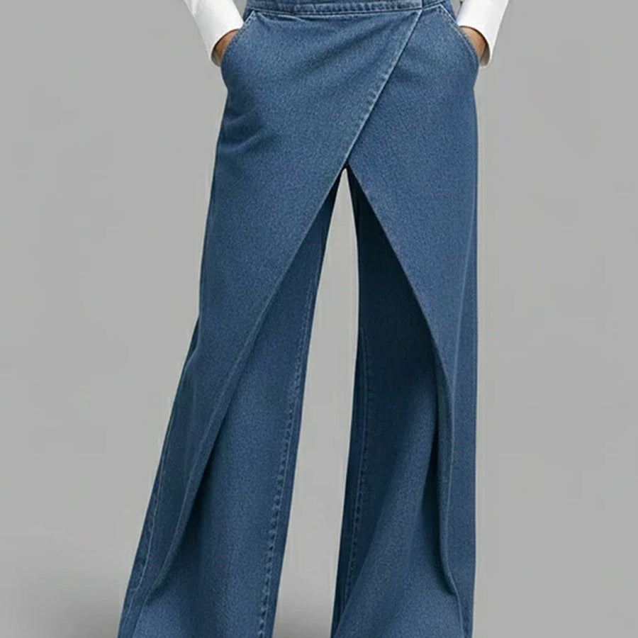 Jeans en Denim Femme Taille Haute Détendue à Jambes Larges — Confort Quotidien