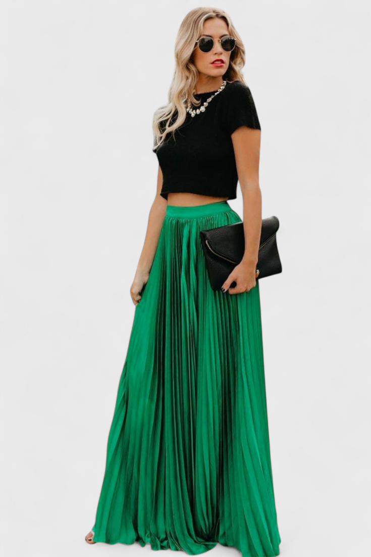 Jupe Longue Plissée Taille Haute Mila