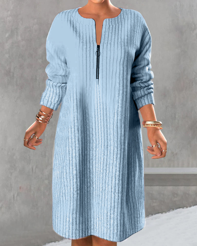 Robe unie avec fermeture éclair