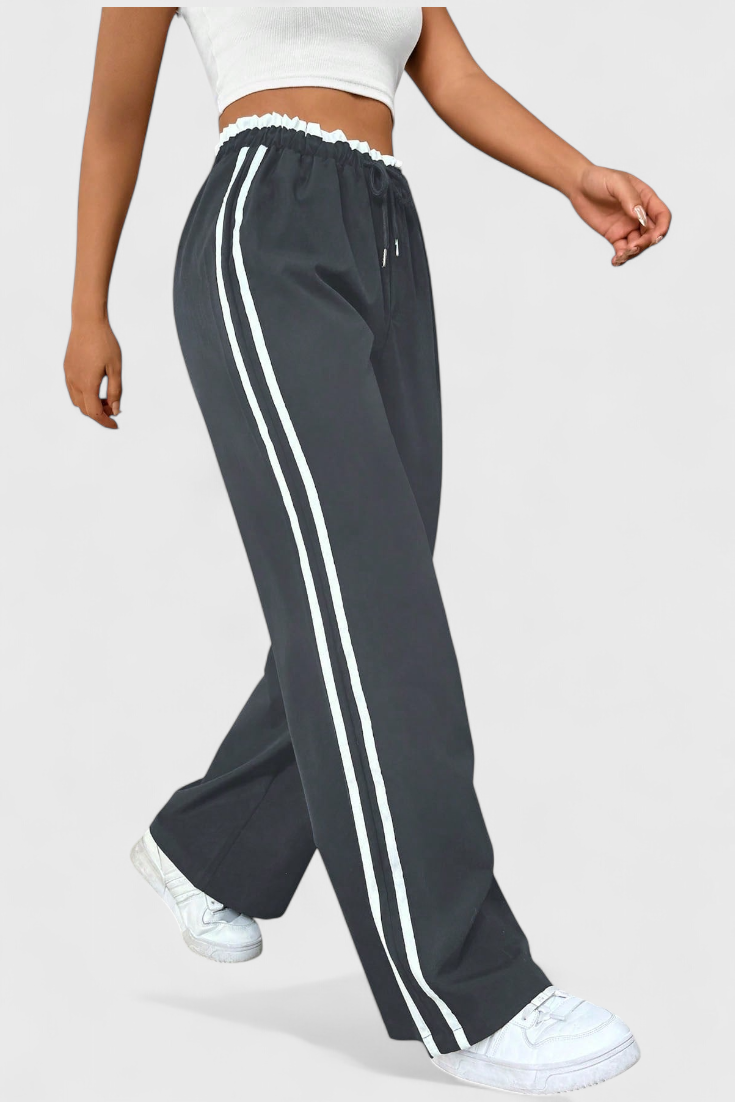 Pantalon de Sport Alanys à Jambe Large avec Détail Latéral