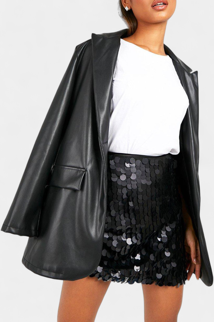 Jupe Veena Pailletée en Noir, Doré ou Argent