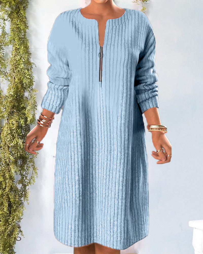 Robe unie avec fermeture éclair