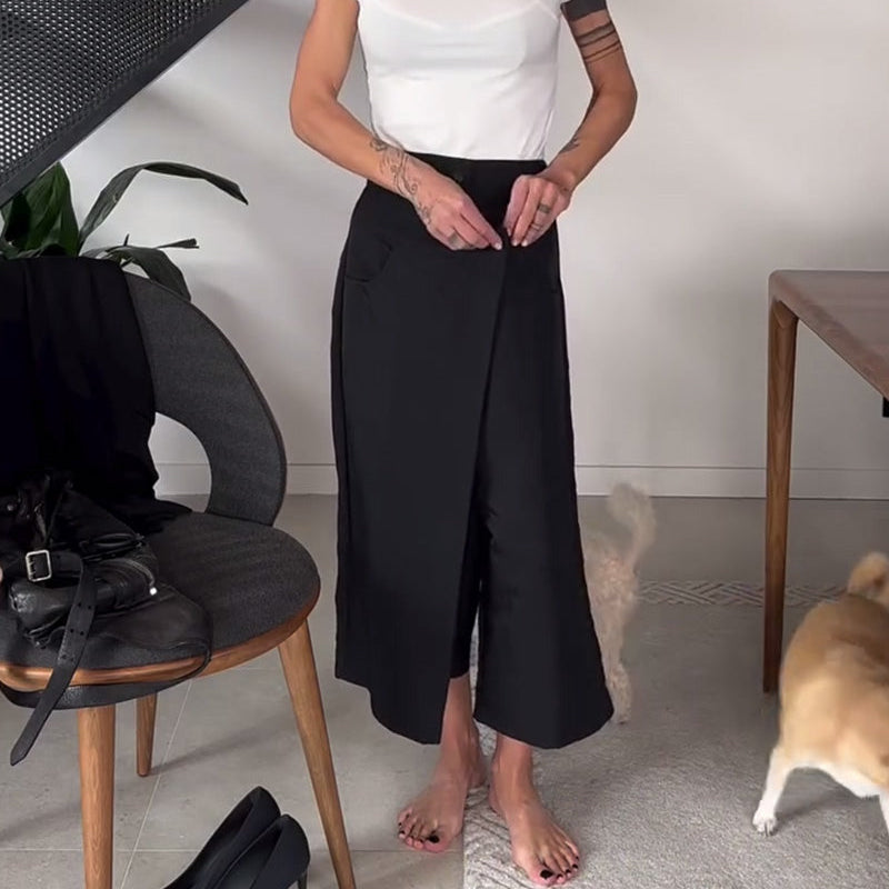 Pantalon décontracté asymétrique de couleur unie simple