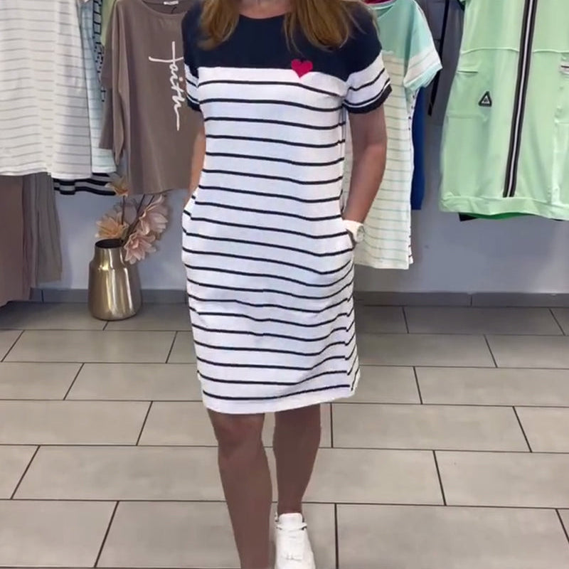 Robe Col Rond Décontracté Rayé