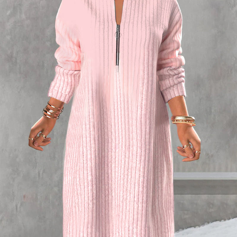 Robe unie avec fermeture éclair