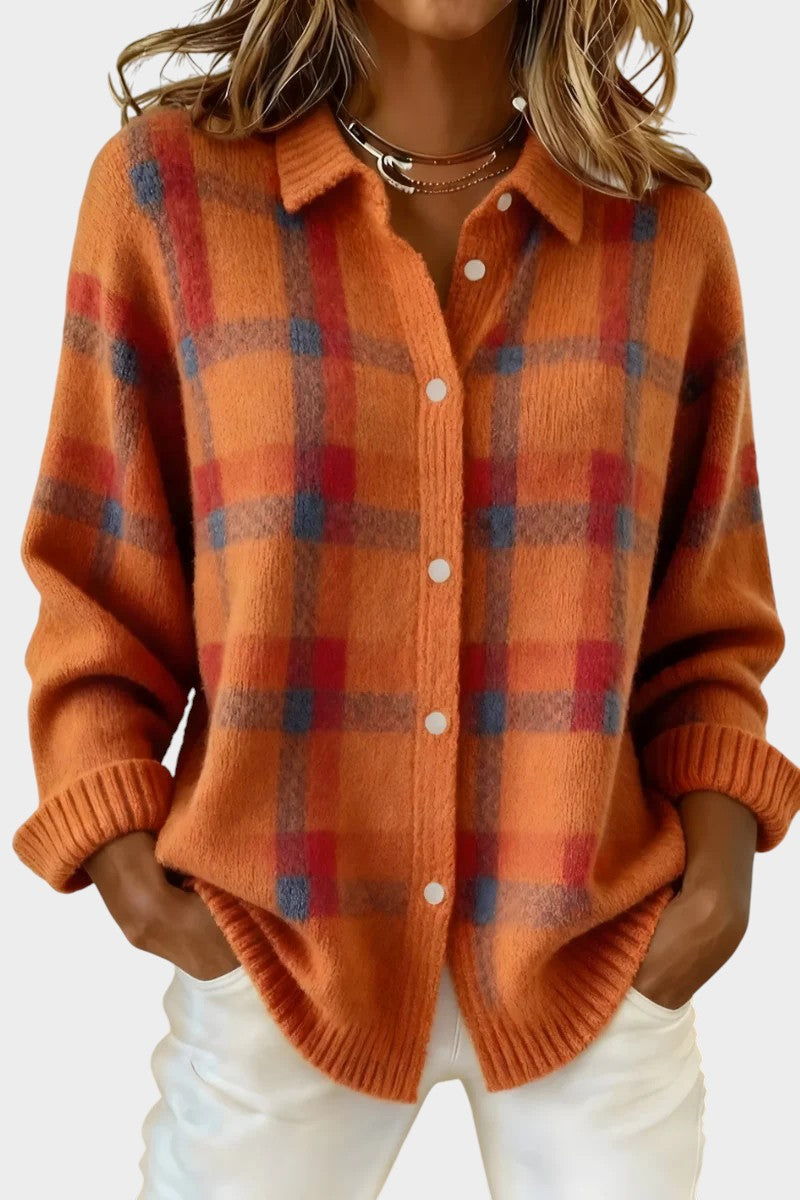 Mara | Cardigan à carreaux en tricot au toucher doux