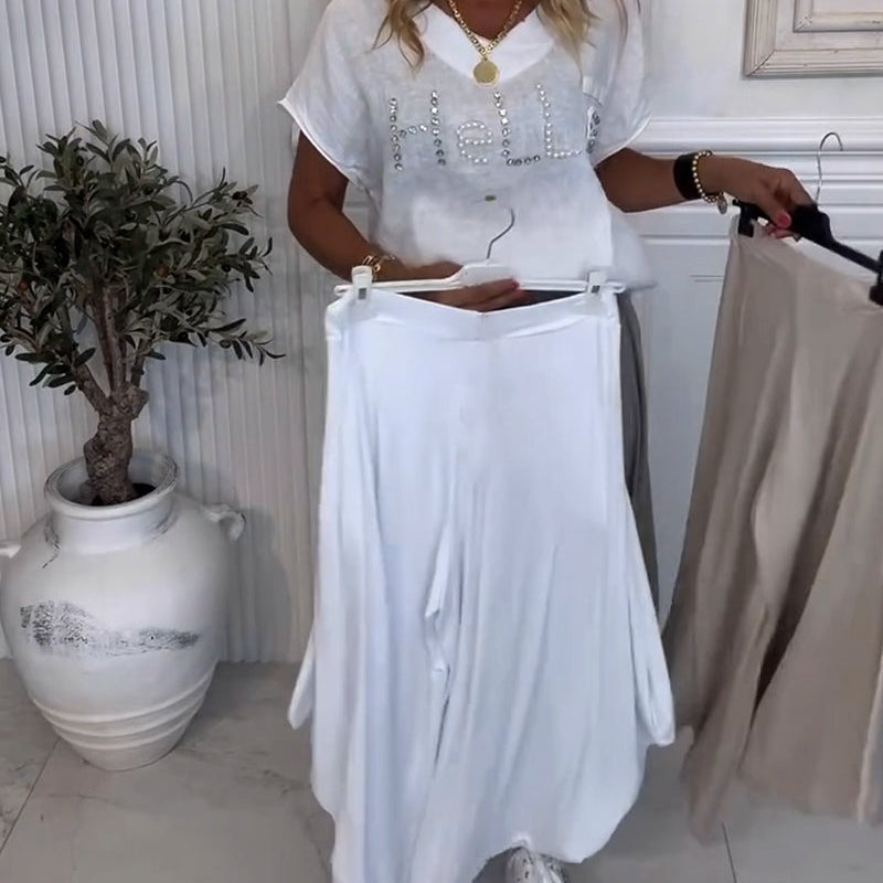 Pantalon Uni Bouffant Décontracté