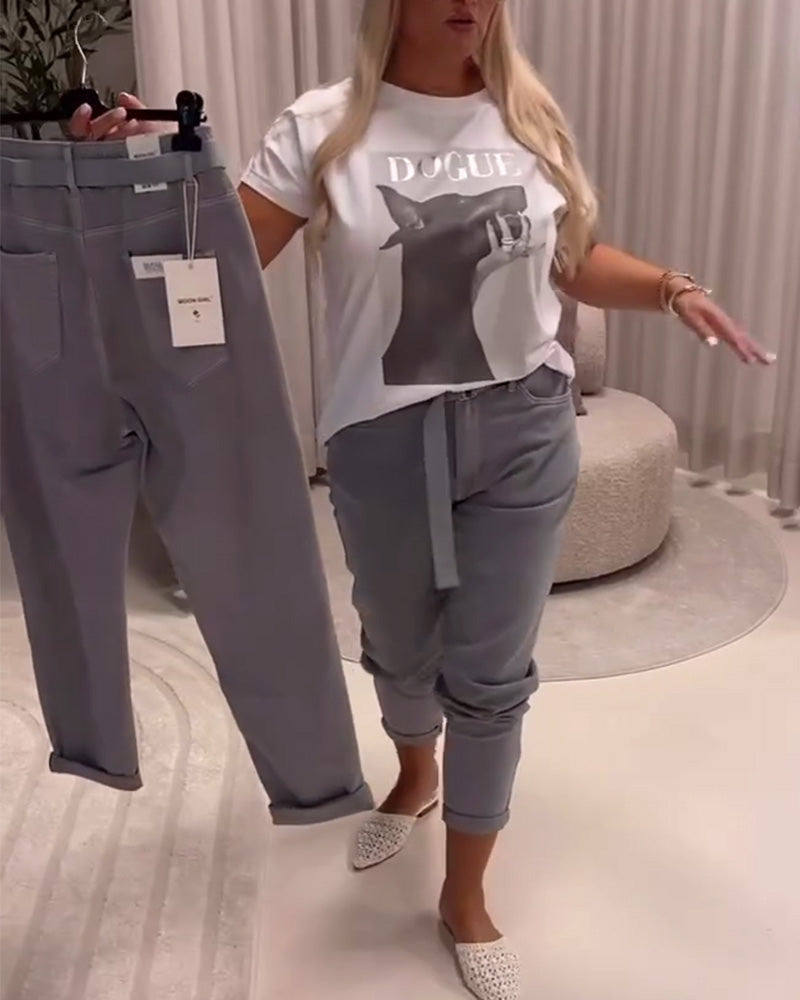 Pantalon Élastique Coupe Slim Décontracté