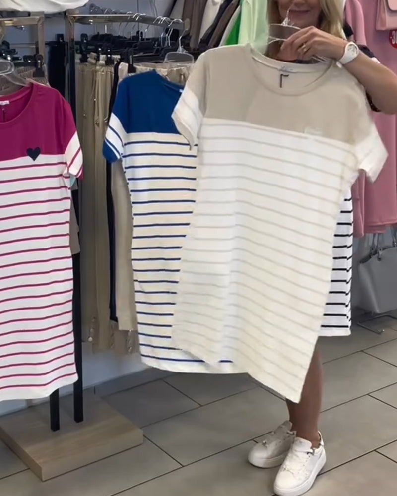 Robe Col Rond Décontracté Rayé