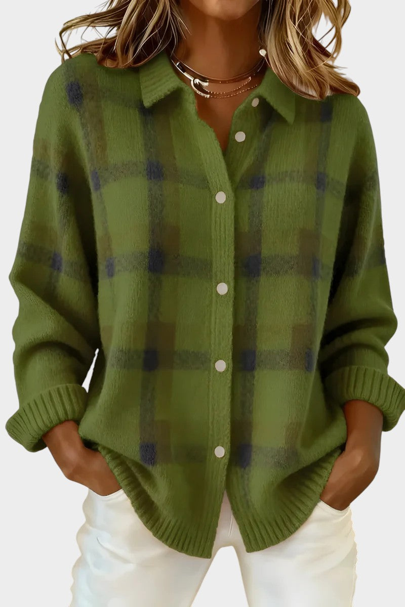 Mara | Cardigan à carreaux en tricot au toucher doux