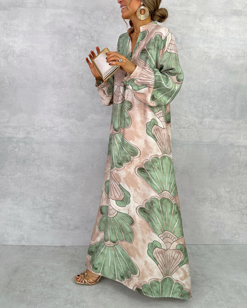 Robe Élégante À Imprimé Feuillage