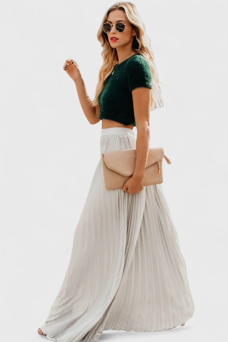 Jupe Longue Plissée Taille Haute Mila