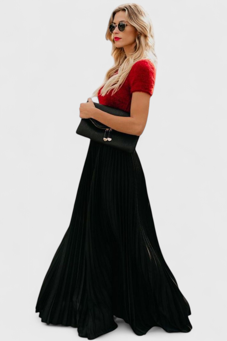 Jupe Longue Plissée Taille Haute Mila