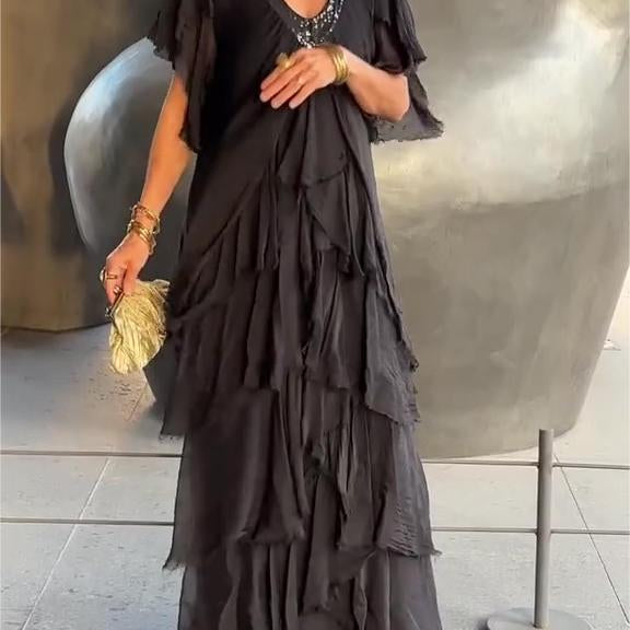 Robe Maxi Élegante à Col V