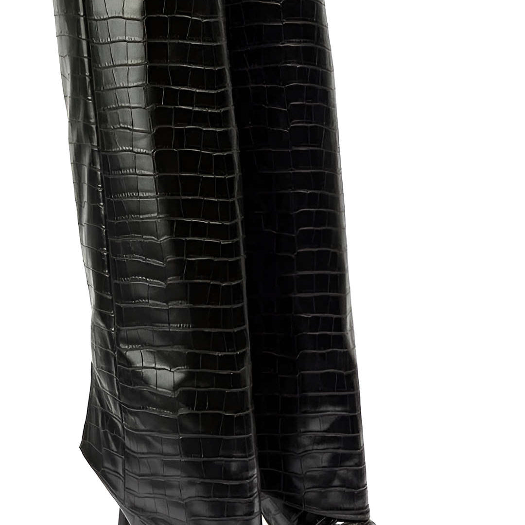 Bottes à Talons Hauts en Cuir Synthétique de Crocodile avec Pointe Aiguisée