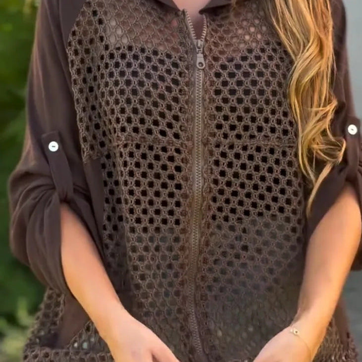 Veste en Crochet à Capuche en Patchwork