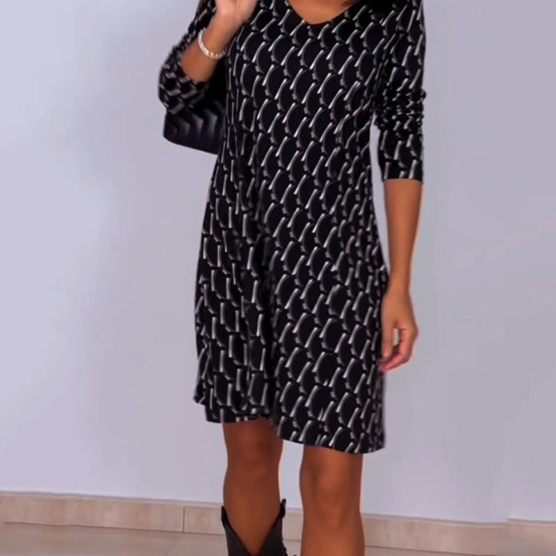 Robe col V imprimé losanges