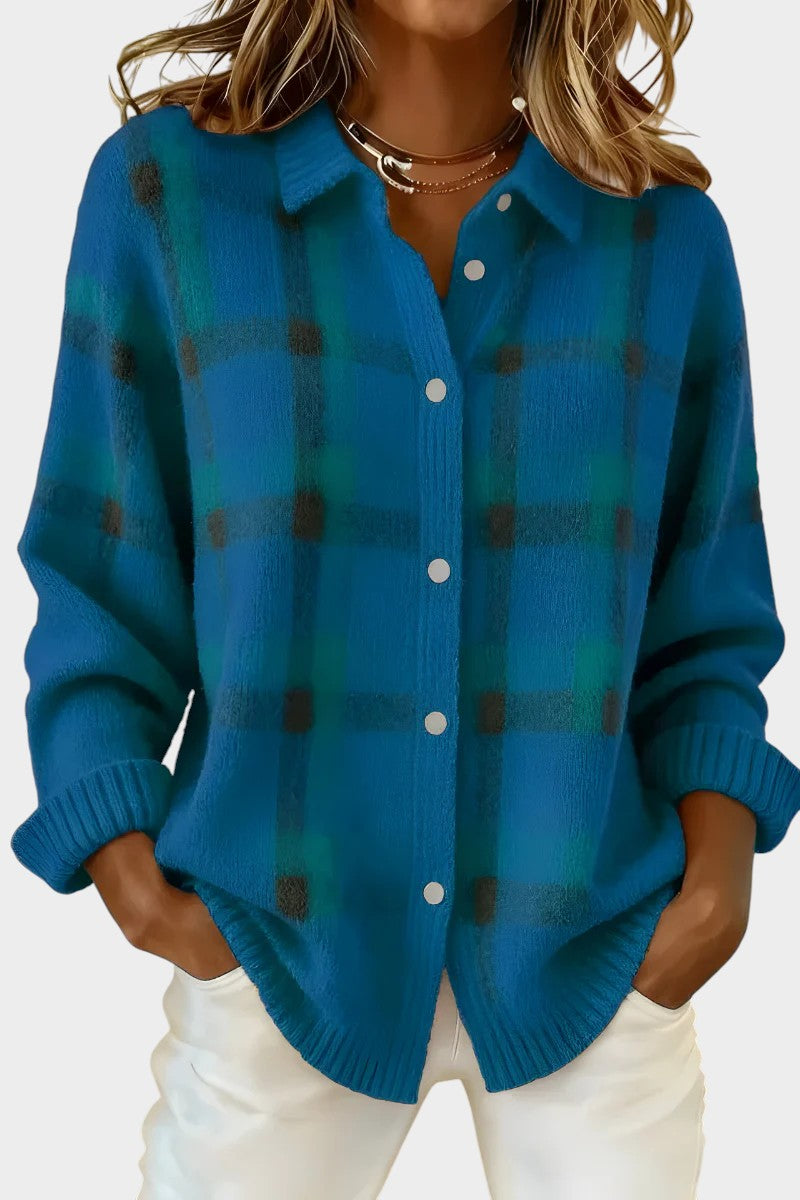 Mara | Cardigan à carreaux en tricot au toucher doux