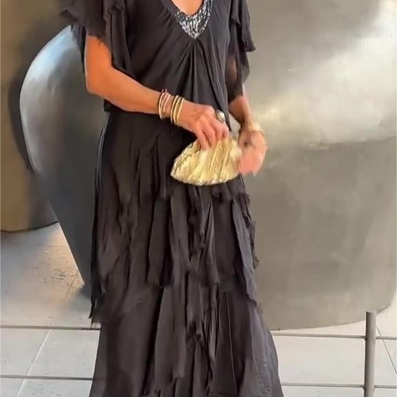 Robe Maxi Élegante à Col V