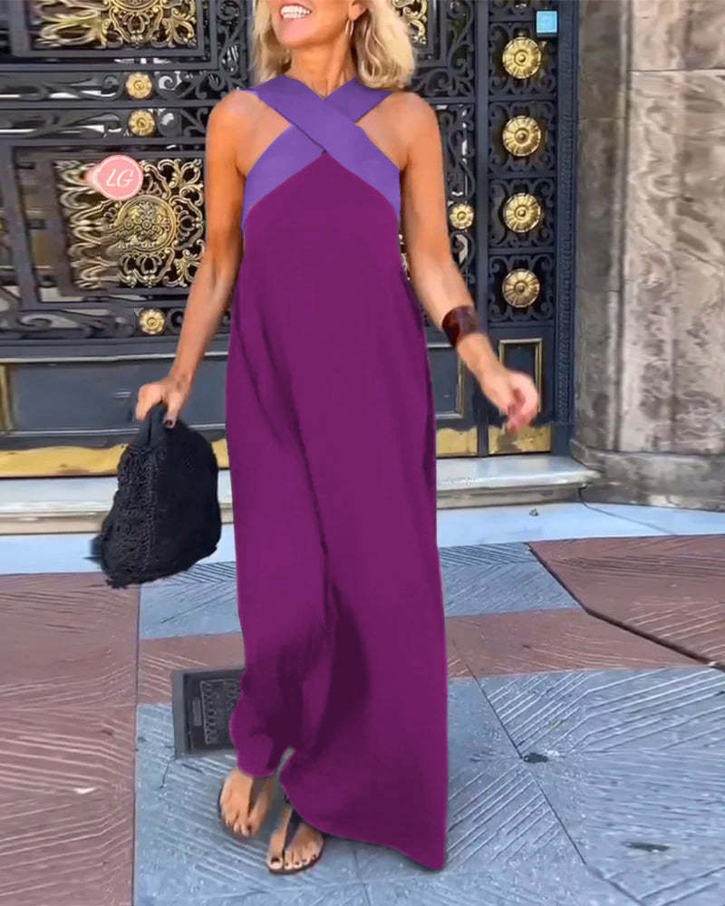 Robe sans manches à encolure croisée