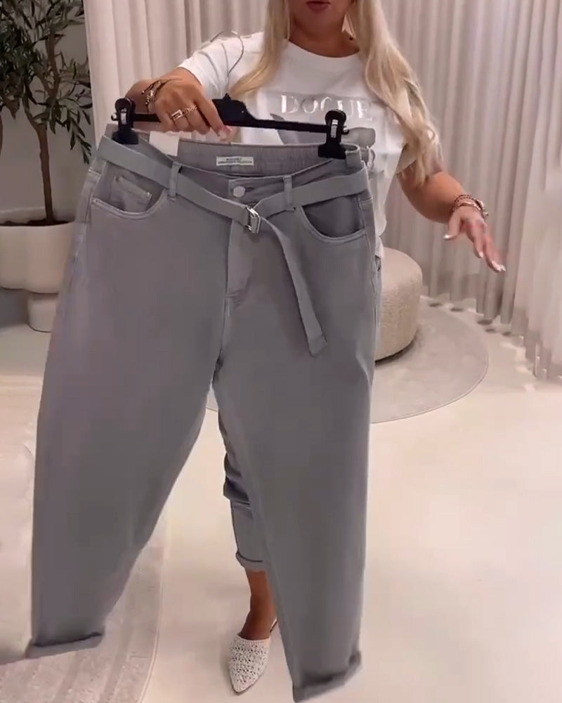 Pantalon Élastique Coupe Slim Décontracté