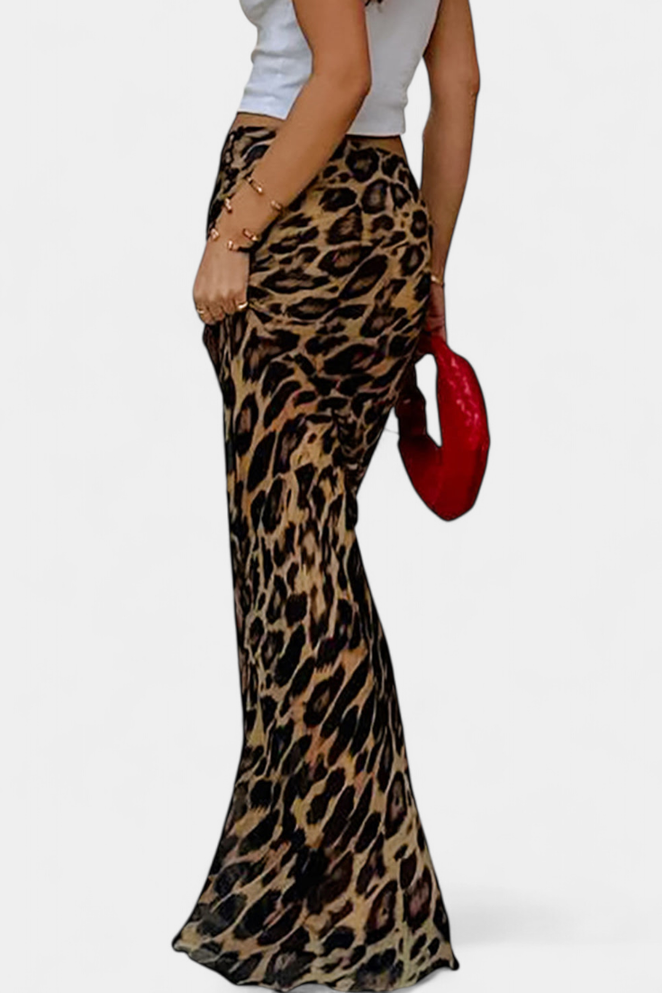 Jupe Maxi Slim Elena avec Imprimé Léopard