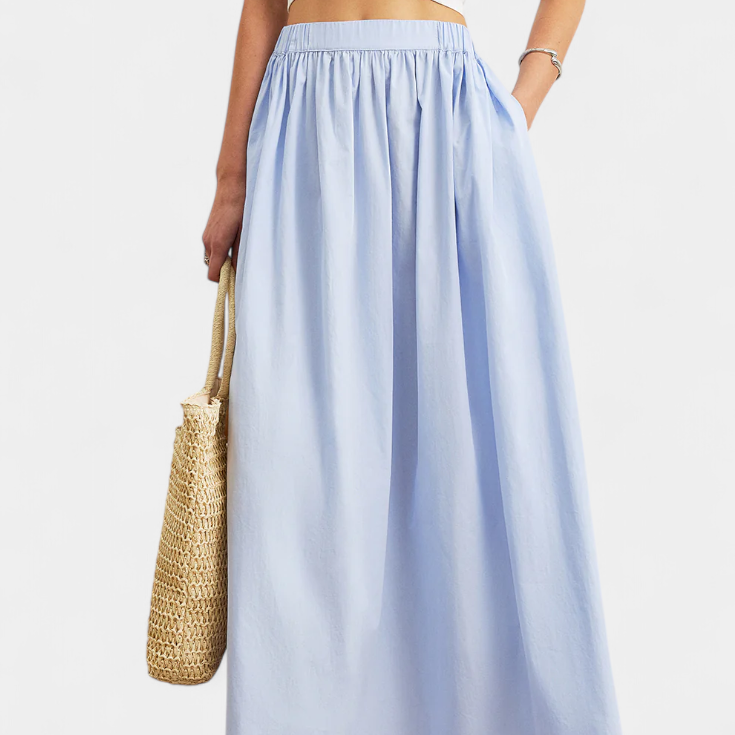 Jupe Yora A-Line en Coton avec Taille Élastique et Poches