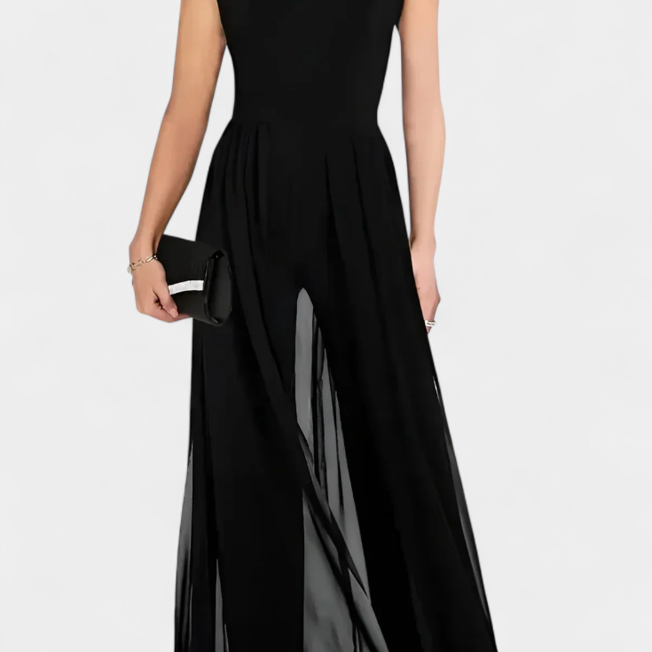 Nadia Mono Élégant sans Manches avec Transparence Frontal