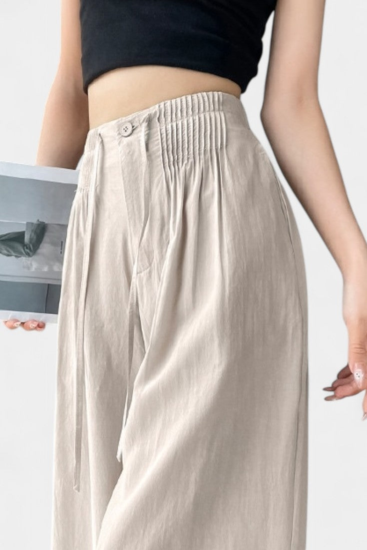 Ilyana Pantalons Taille Haute et Jambes Amples