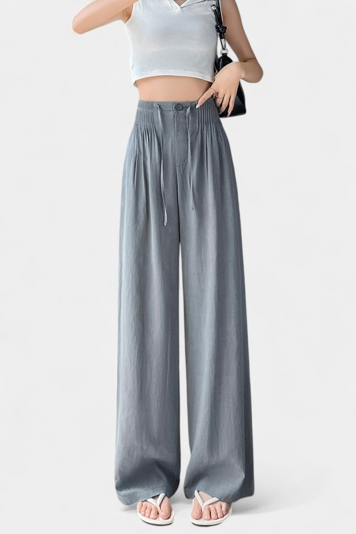 Ilyana Pantalons Taille Haute et Jambes Amples