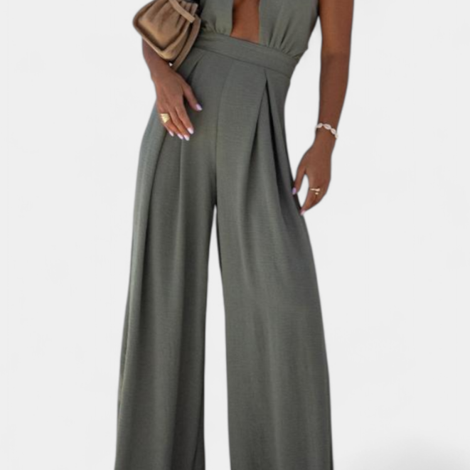 Jessica Mono Halter Croisé Sans Dos et Pantalon Large