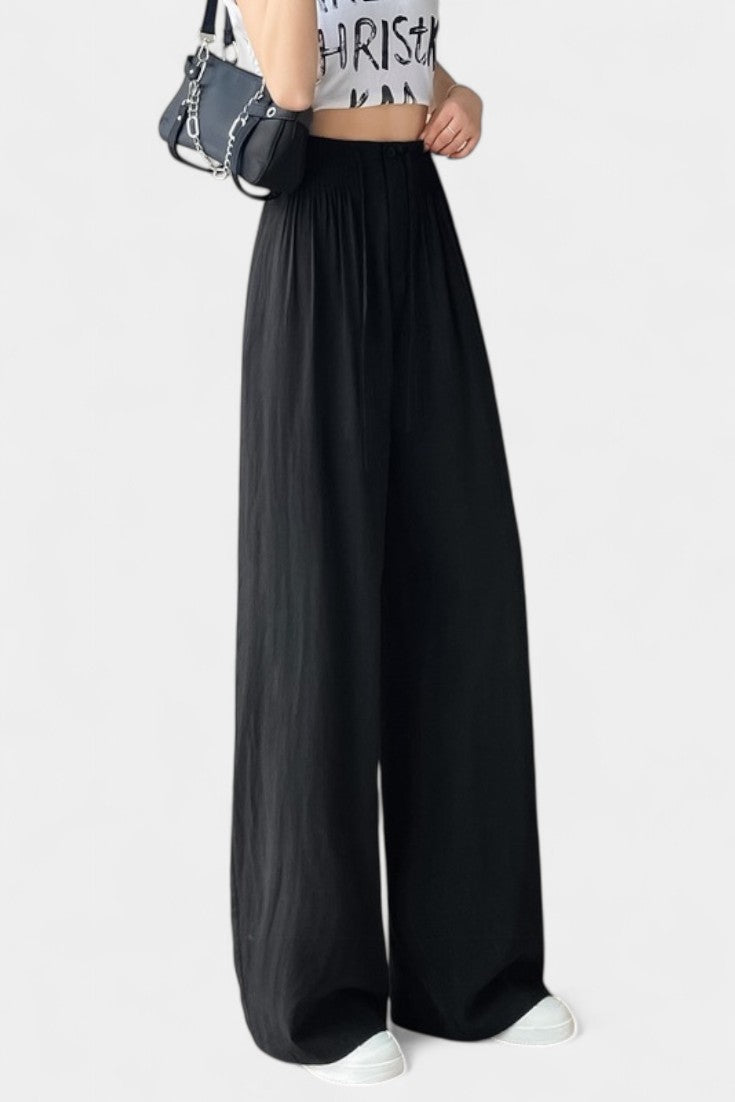 Ilyana Pantalons Taille Haute et Jambes Amples