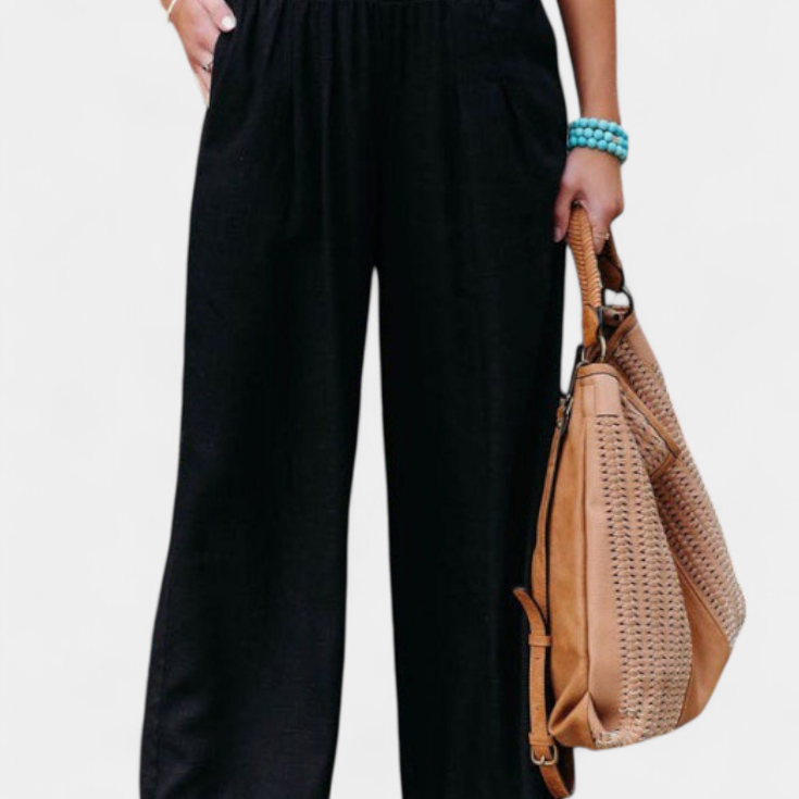 Pantalon en Coton et Lin Alexia avec Coupe Fluide et Élégance Naturelle