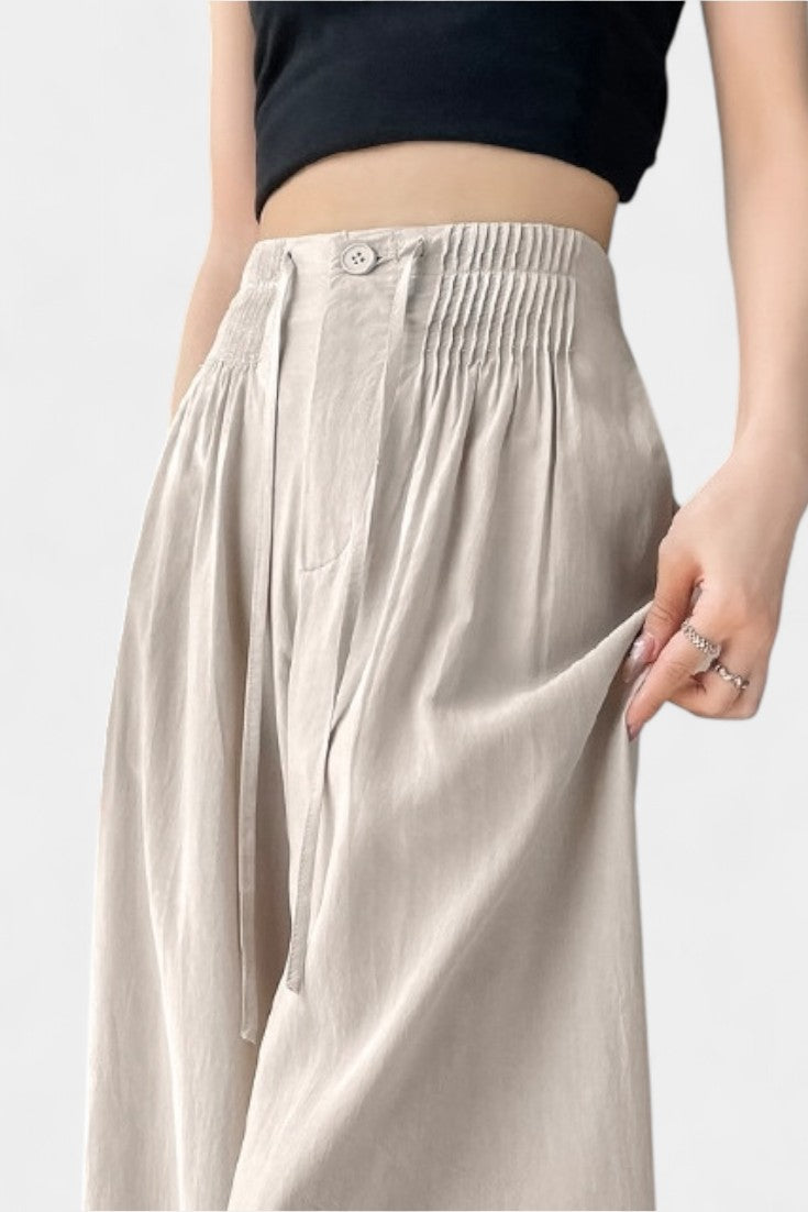 Ilyana Pantalons Taille Haute et Jambes Amples