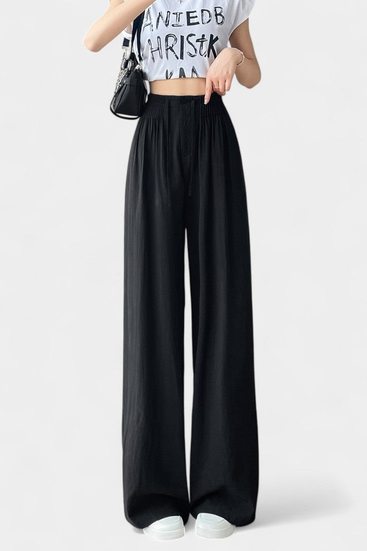 Ilyana Pantalons Taille Haute et Jambes Amples