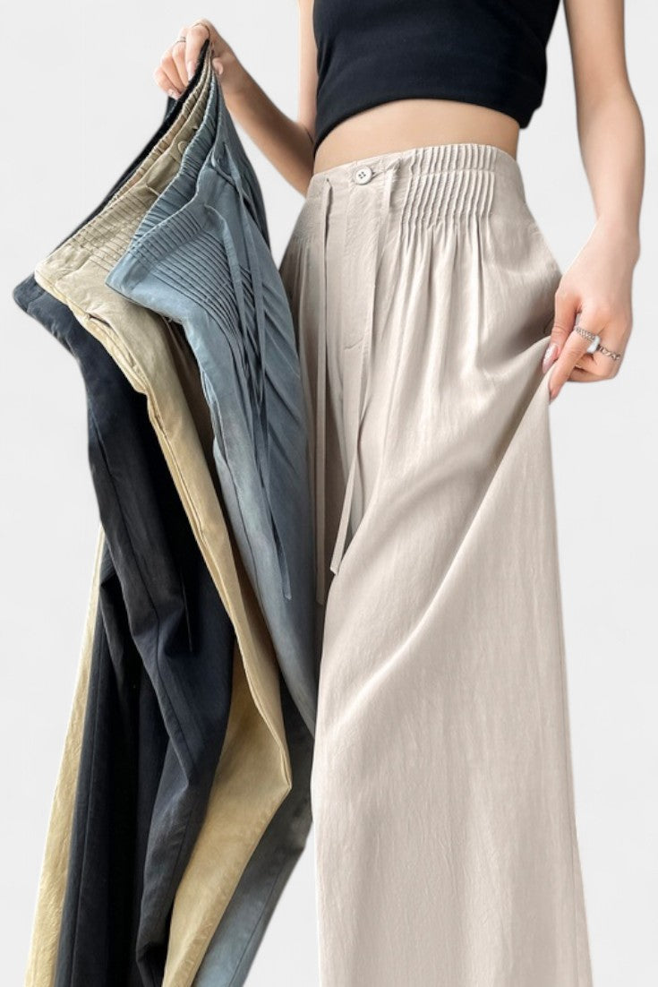 Ilyana Pantalons Taille Haute et Jambes Amples