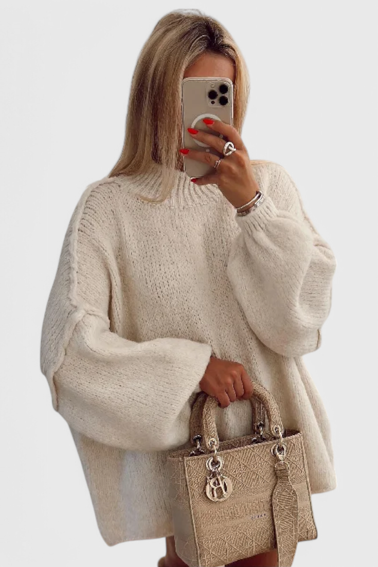 Cassia | Pull Oversized en Maille avec Manches Bouffantes