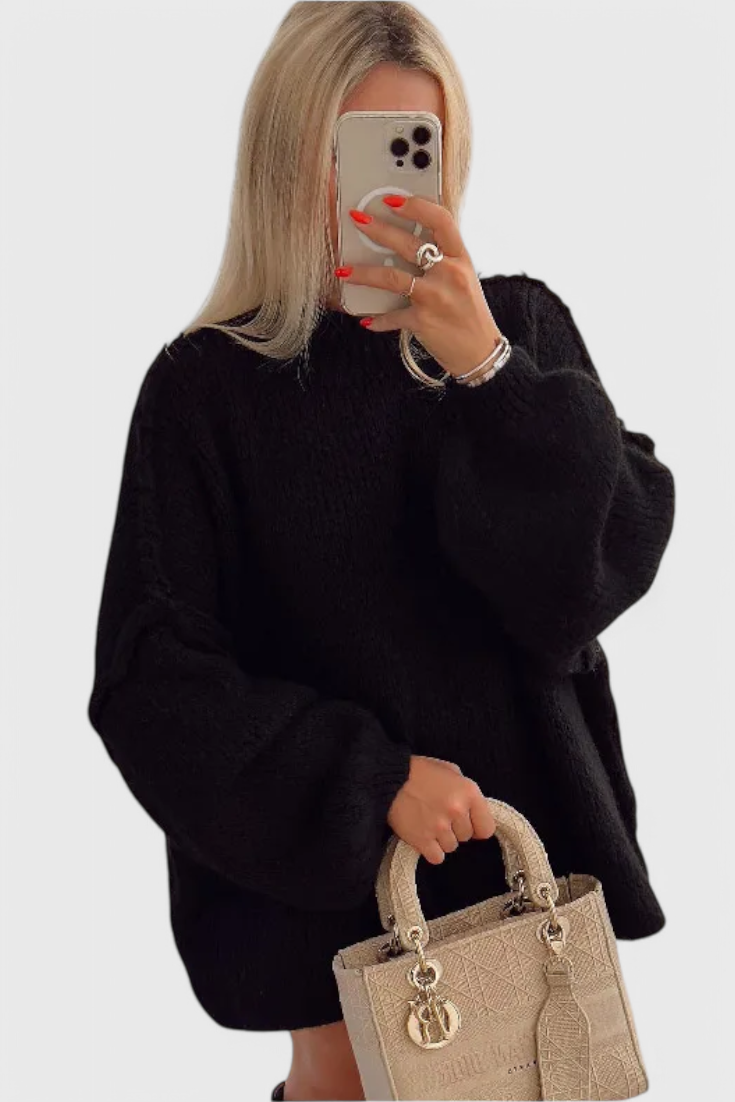 Cassia | Pull Oversized en Maille avec Manches Bouffantes