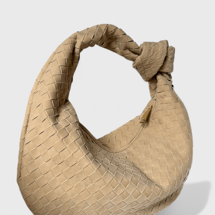 Sac Lila Moyen Tissé avec Détail de Nœud