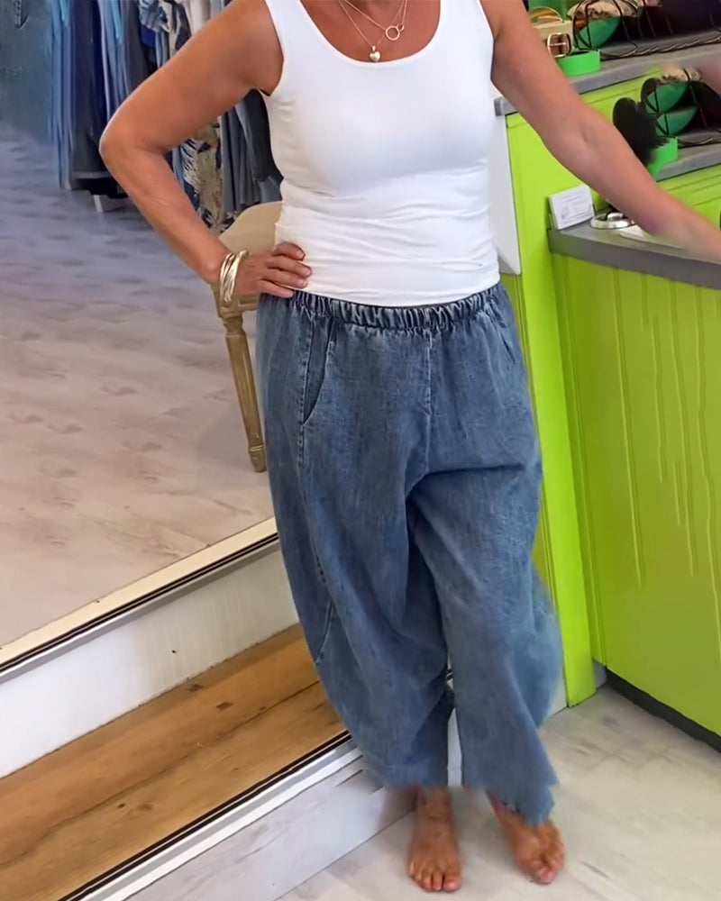 Jean Décontracté À Taille Élastique