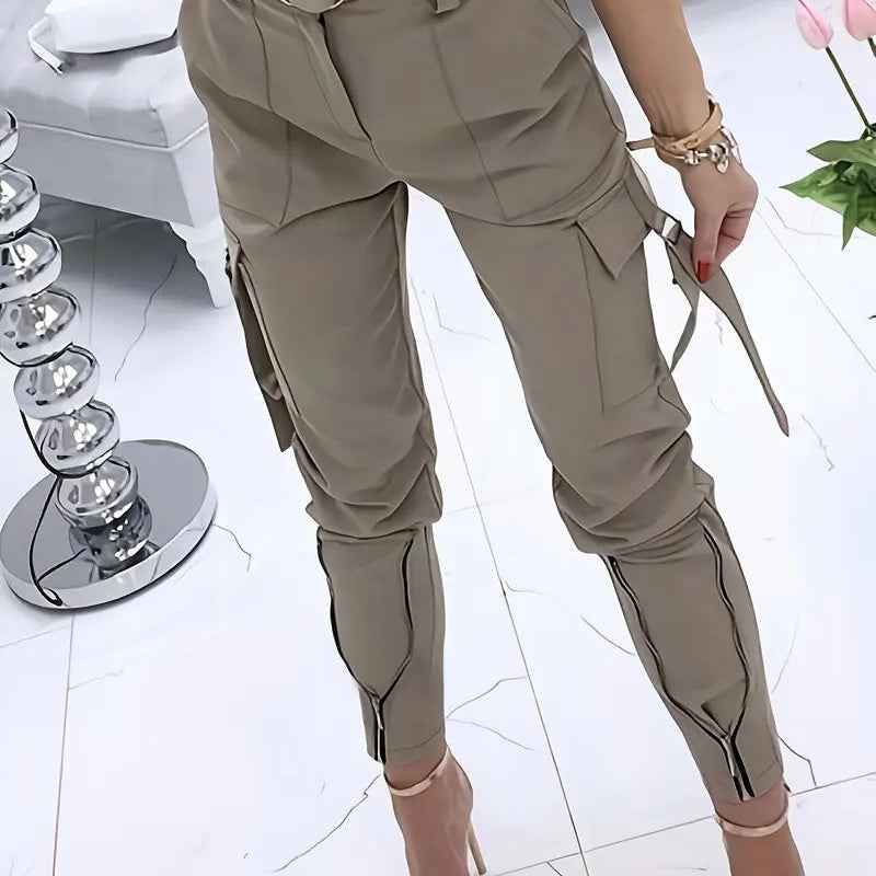 Pantalon Cargo Uni Fermeture Éclair