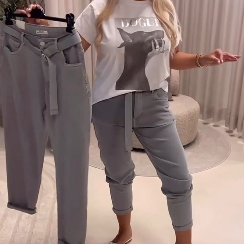 Pantalon Élastique Coupe Slim Décontracté