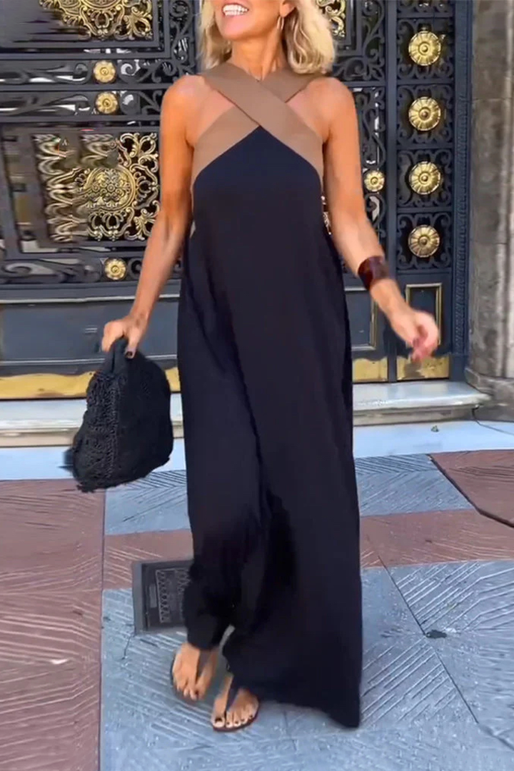 Robe sans manches à encolure croisée