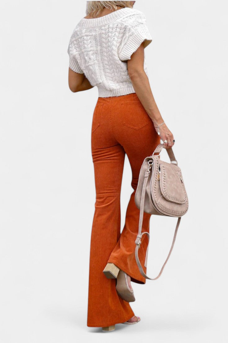 Pantalons en Velours à Taille Haute et Jambes Amples Kiara