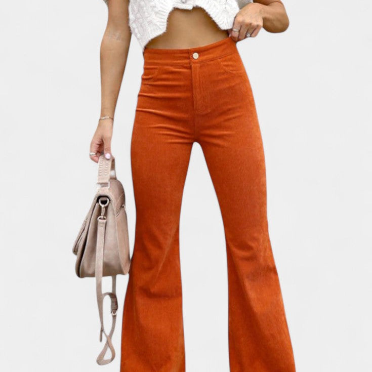 Pantalons en Velours à Taille Haute et Jambes Amples Kiara