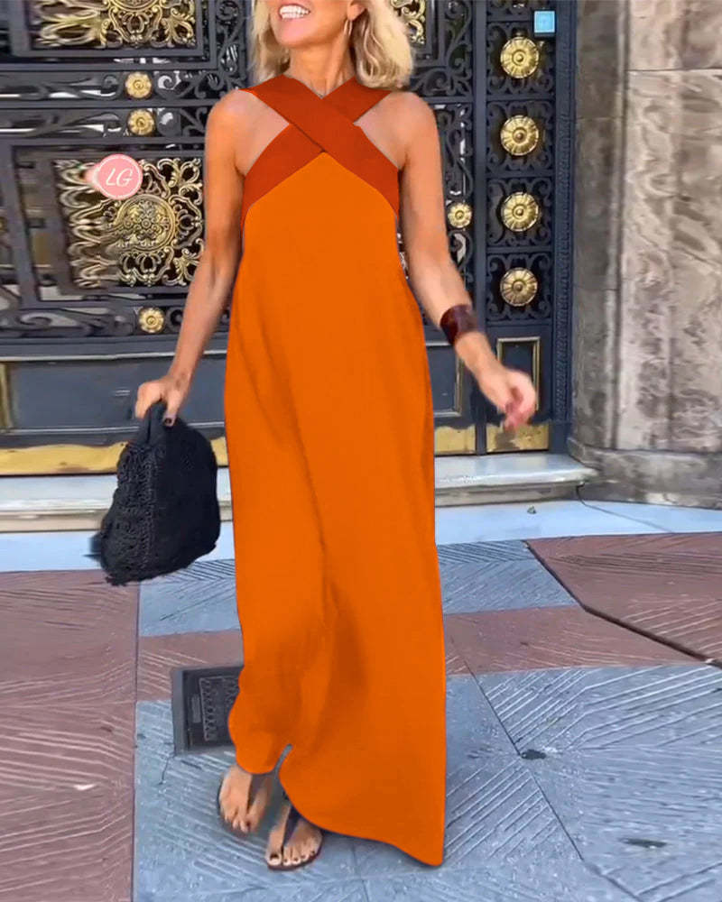 Robe sans manches à encolure croisée