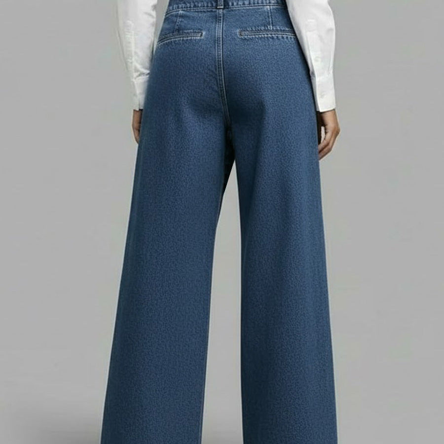 Jeans en Denim Femme Taille Haute Détendue à Jambes Larges — Confort Quotidien